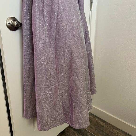 City Studio Lilac Glitter Gown Size 1/2 Lace Back Prom Dress w/ Pockets 59" Long - Picture 3 of 8